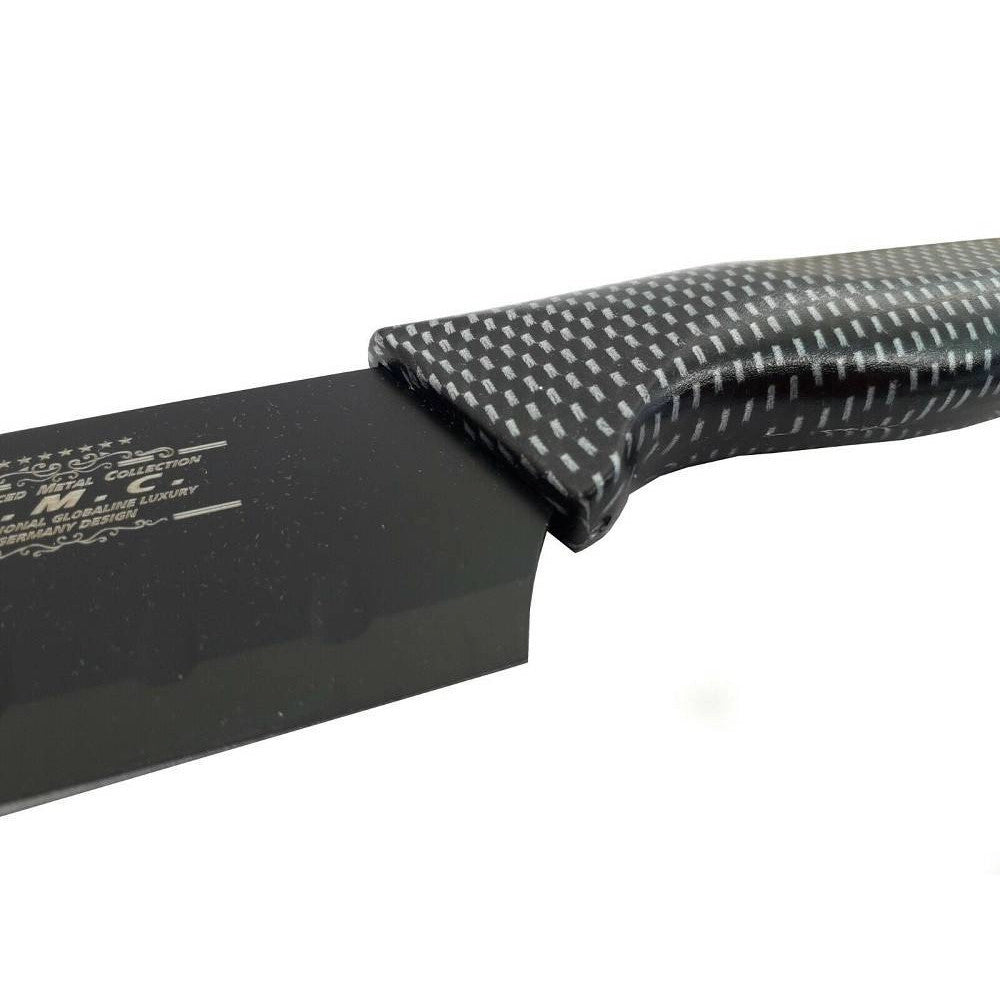 Trade Shop - Set 5 Coltelli Da Cucina In Acciaio Effetto Carbonio Piu Pelapatate -