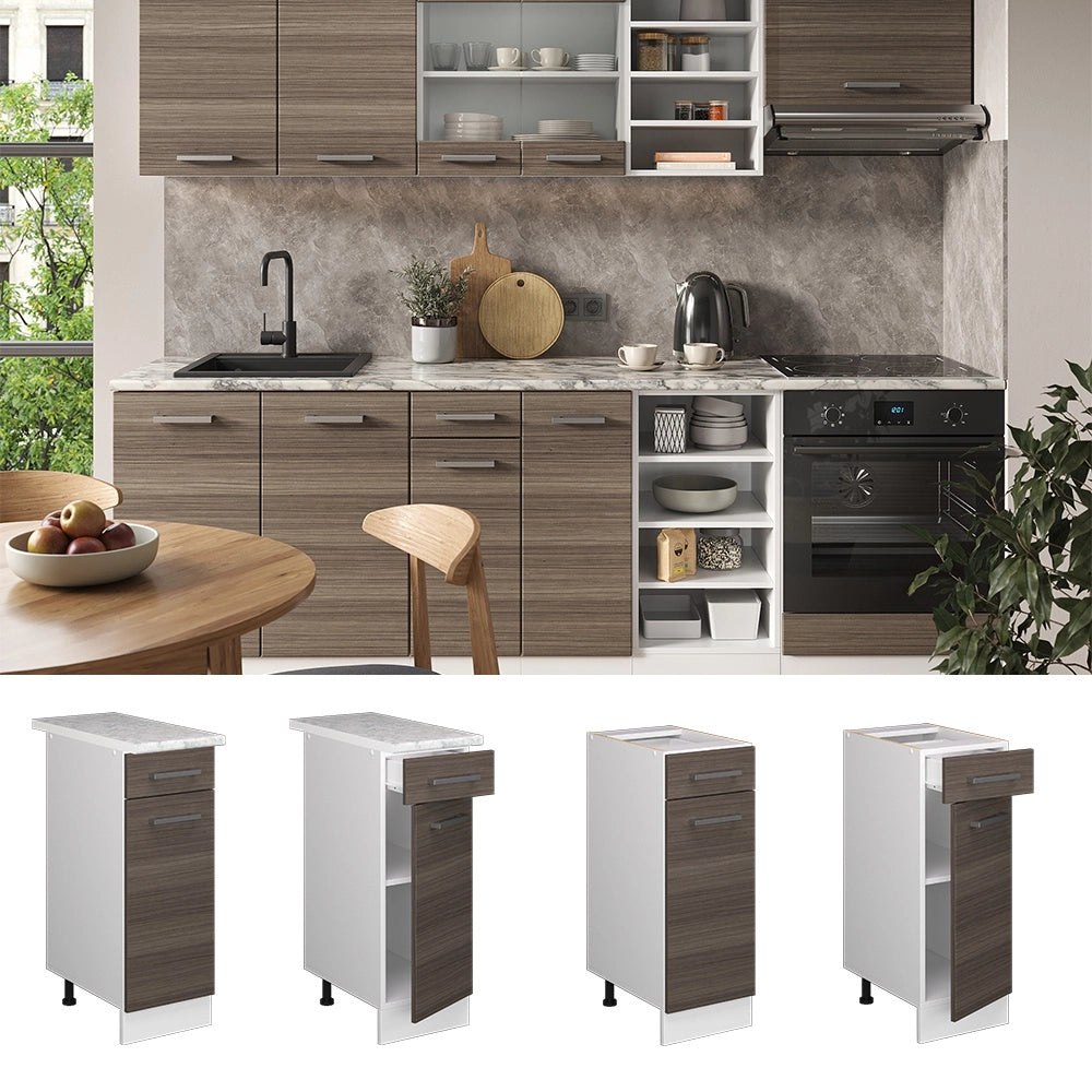 Mobiletto base per cucina R-Line Grigio nobile/Bianco 30 cm, PL Marmo Vicco