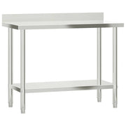 Tavolo da lavoro professionale da cucina con alzatina 110 x 55 x 93 cm acciaio inox 02_0045408