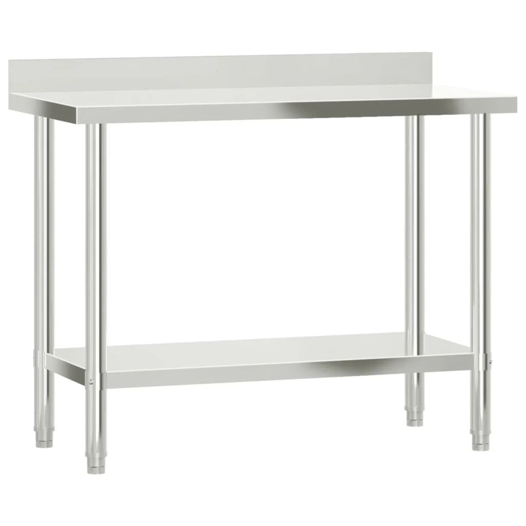 Tavolo da lavoro professionale da cucina con alzatina 110 x 55 x 93 cm acciaio inox 02_0045408