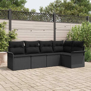 Set Divano da Giardino con cuscino 5 pcs Nero polyrattan 3345363