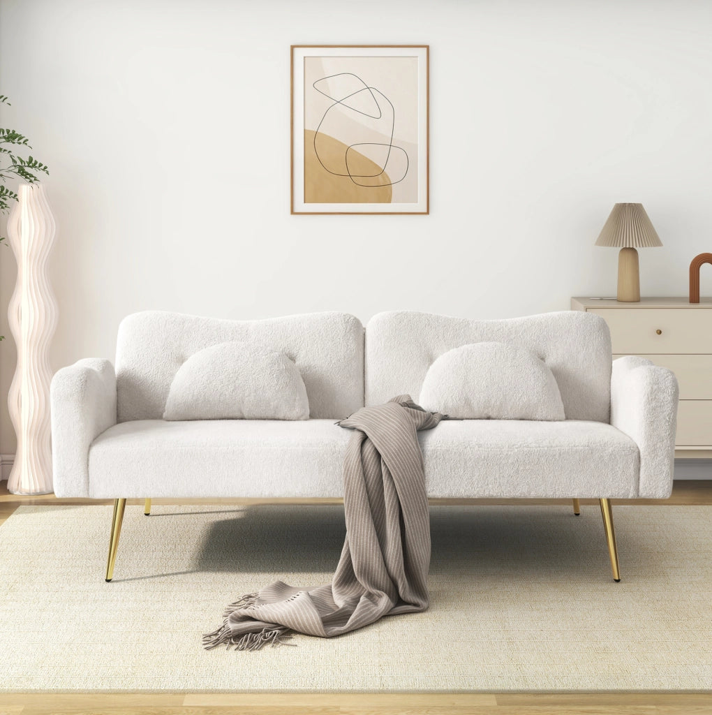 Divano letto 2 posti con schienale reclinabile a 3 posizioni; 155x85;5 cm; bianco