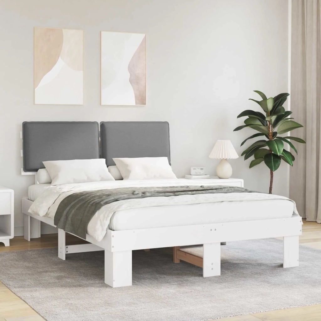 Letto con Testiera Rivestita Grigio chiaro 135 x 190 cm 877293