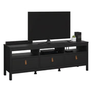 Mobile porta TV Astana, Credenza da soggiorno, Armadio basso per TV, Base parete attrezzata, 151x38 h54 cm, Nero