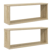 2 pz Mensole Parete | Mensola sospesa a Cubo Rovere Sonoma 60x15x23 cm Multistrato