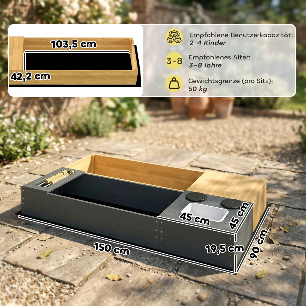 Sandbox 2 Pezzi con Siedibanca e Lavabo Rimovibile ¨C Zephmum ¨C Legno 150x90cm Giallo