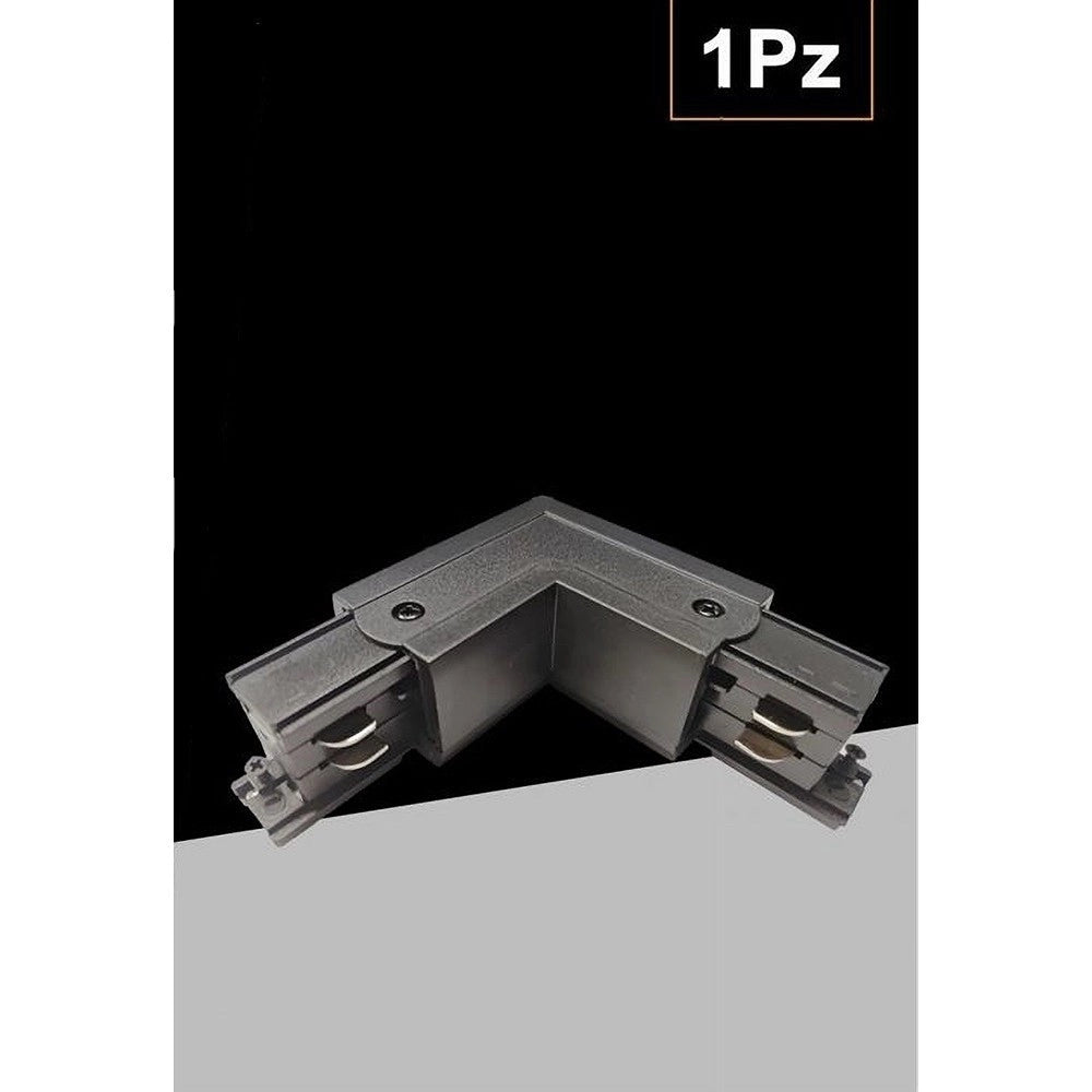 Trade Shop - Connettore Angolare Tipo L Giunto Curvo Binario Track Trifase Bianco Nero Gf070-l -