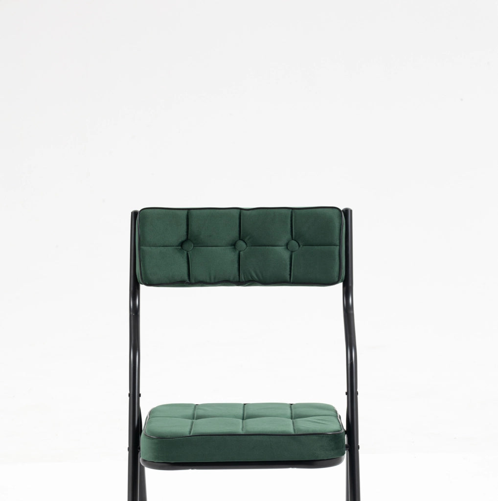 Set 2 sedie pieghevoli imbottite in velluto verde
