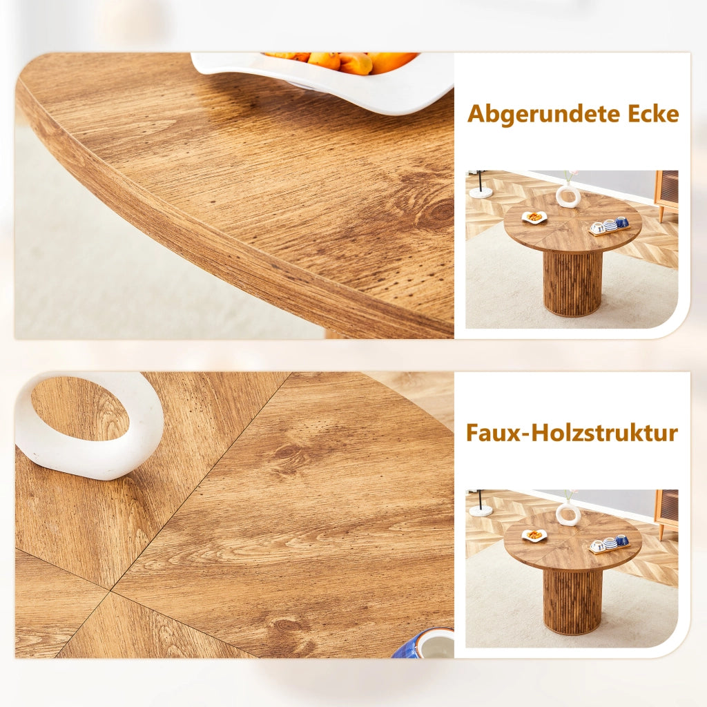 Tavolo da pranzo rotondo per 4 persone con 4 sedie, in MDF effetto legno e metallo, marrone e nero, Ø 100 cm