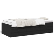 Divano letto | Sof¨¤ letto | Letto singolo con Cassetti senza Materasso Nero 100x200 cm