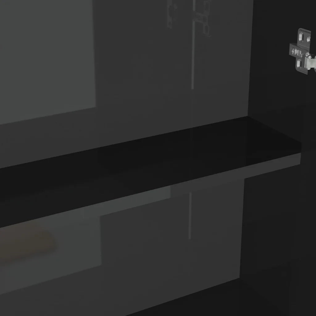 Armadietto a Specchio per Bagno 60x15x75 cm MDF Nero Lucido