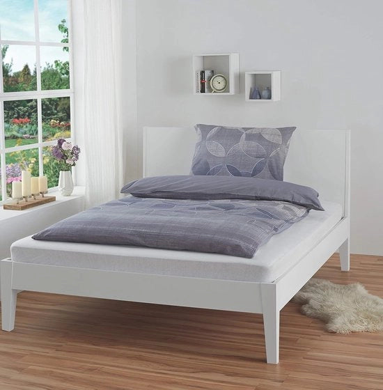 Copertino per letto in cotone grigio geometrico 100% - Una persona con coperchio di cuscino