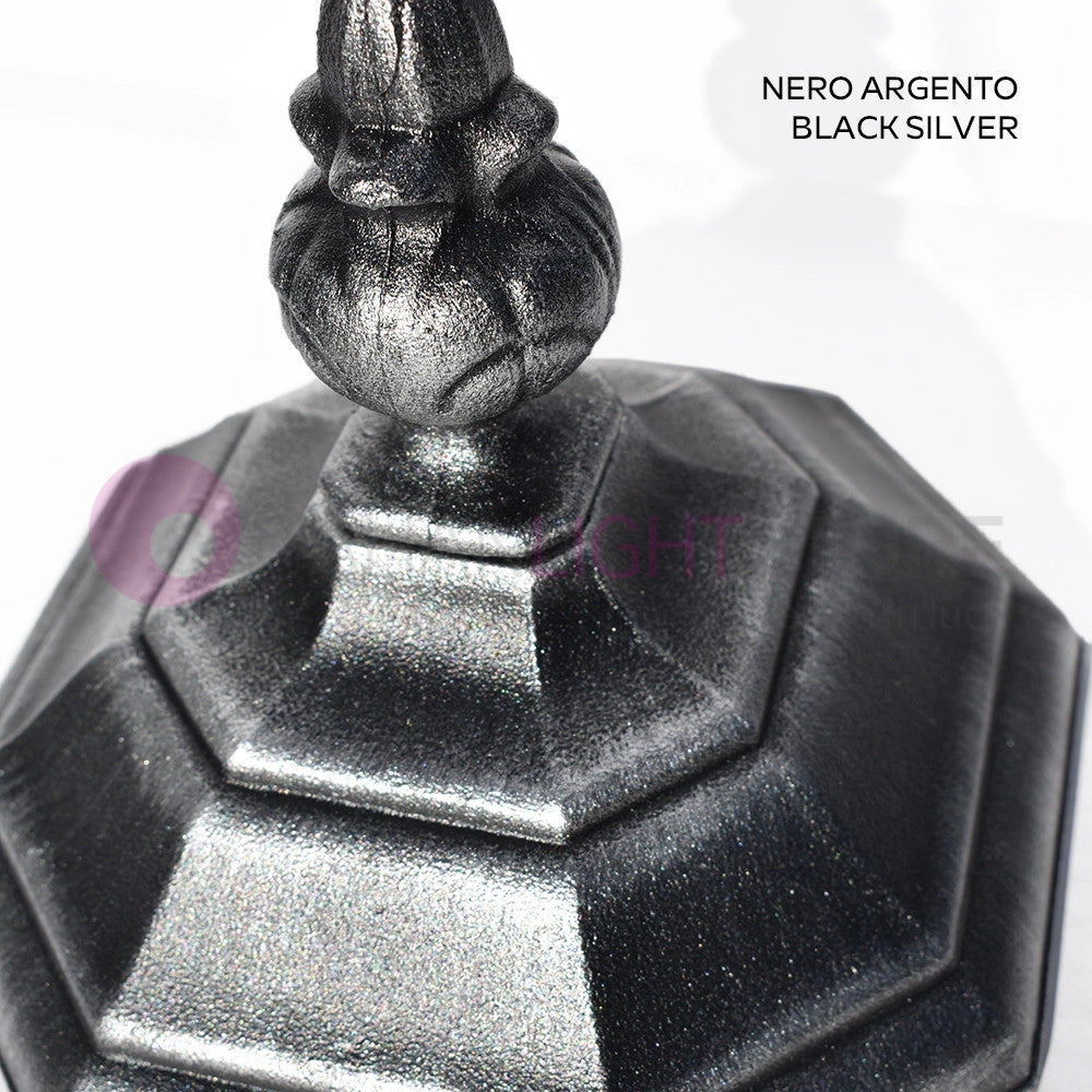 ENEA Applique Lanterna a Parete in Alluminio Applique per Esterno Classica NERO-ARGENTO GARDENLIGHT