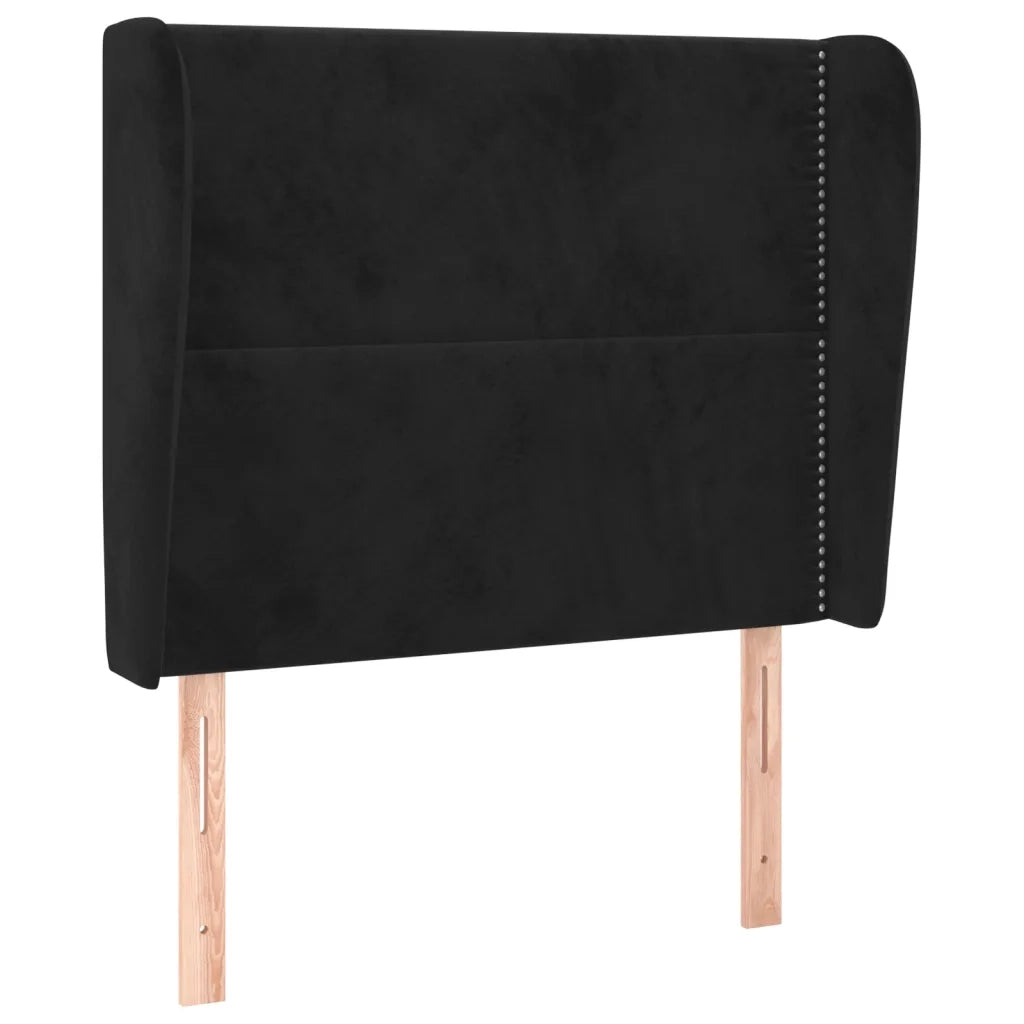 Testiera | Testata ad Orecchio Nera 83x23x118/128 cm in Velluto