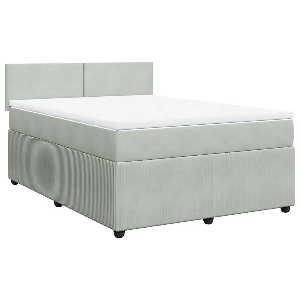 Giroletto a Molle con Materasso Grigio Chiaro 140x190cm Velluto