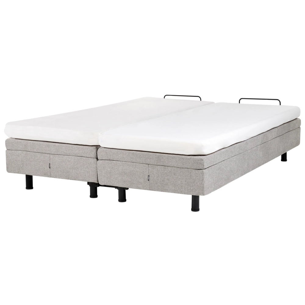 Letto elettrico matrimoniale tessuto grigio chiaro regolabile con telecomando senza testiera 160x200 cm stile moderno