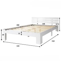 Letto Singolo dal Design Semplice, Senza Materasso, 140x200 cm, Bianco