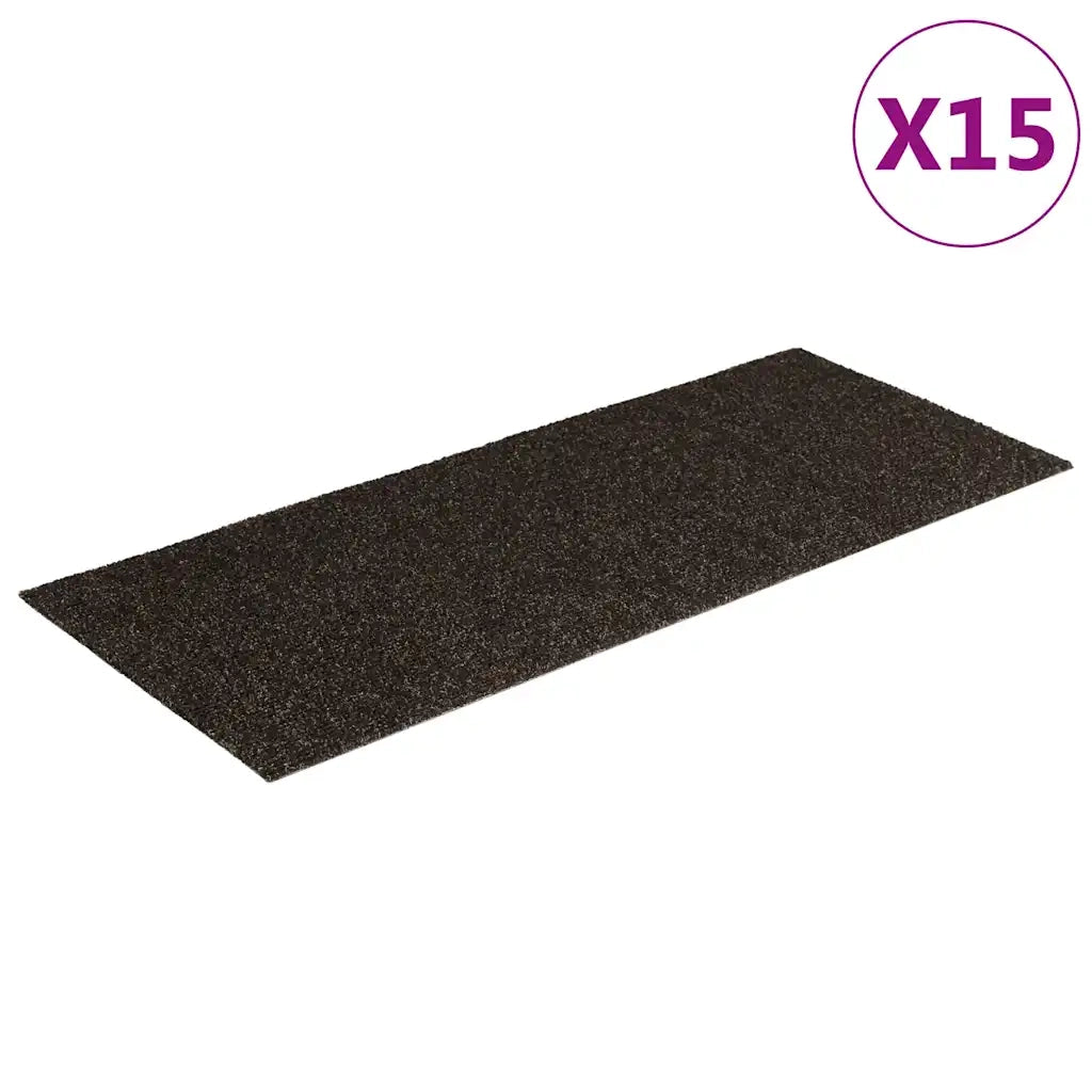 Tappetini per scale autoadesivi 15 pz 60x25 cm marrone scuro rettangolari 326919