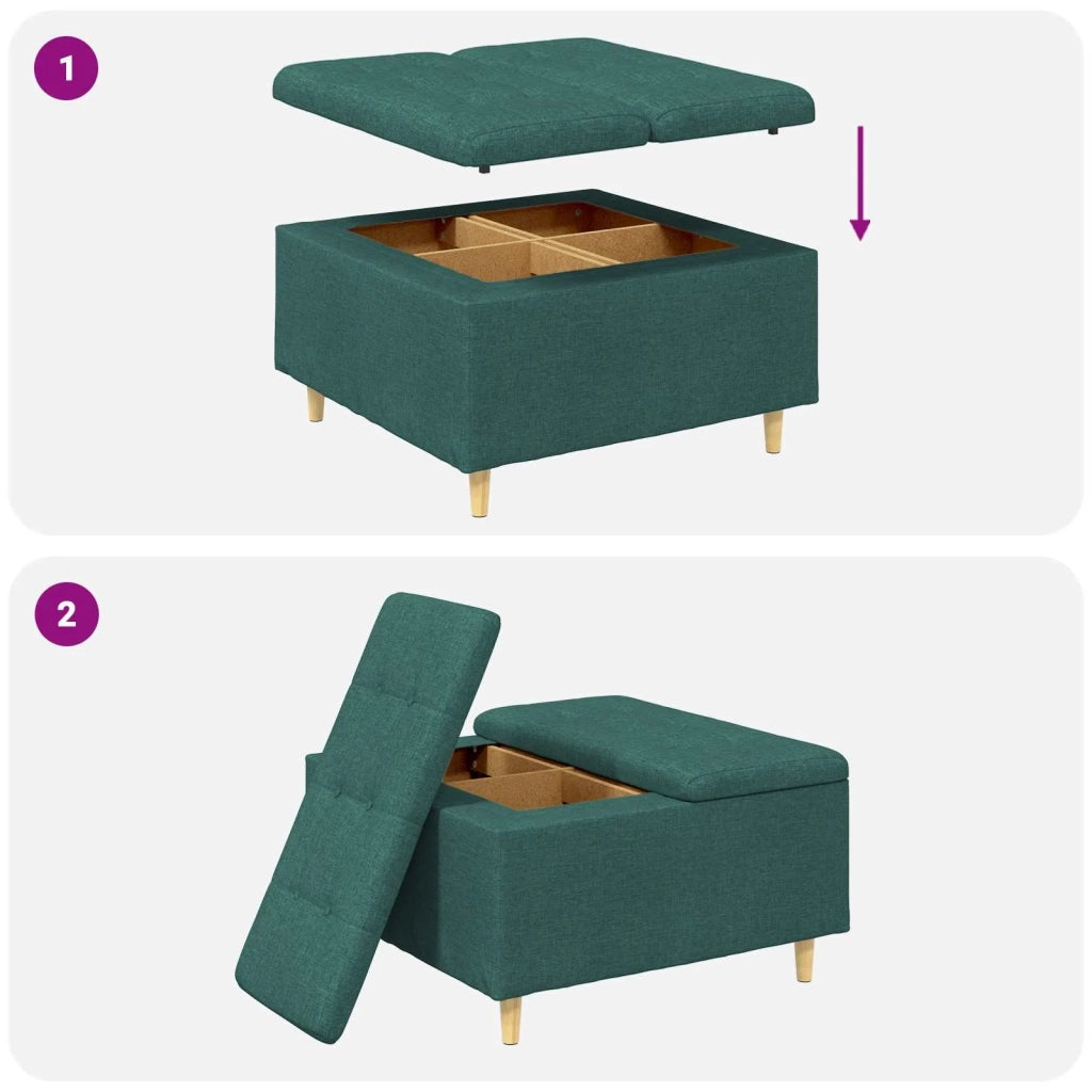 Pouf contenitore Verde Scuro 80 x 80 x 45 cm Tessuto 876836