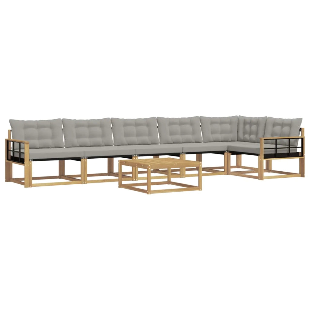 Set di divani da esterno 7 pcs Bianco e Grigio Chiaro