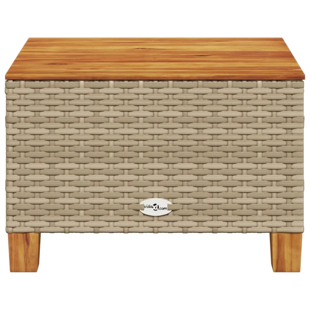 Tavolo da Giardino Beige 55x55x36 cm Polyrattan e Legno Acacia 365910