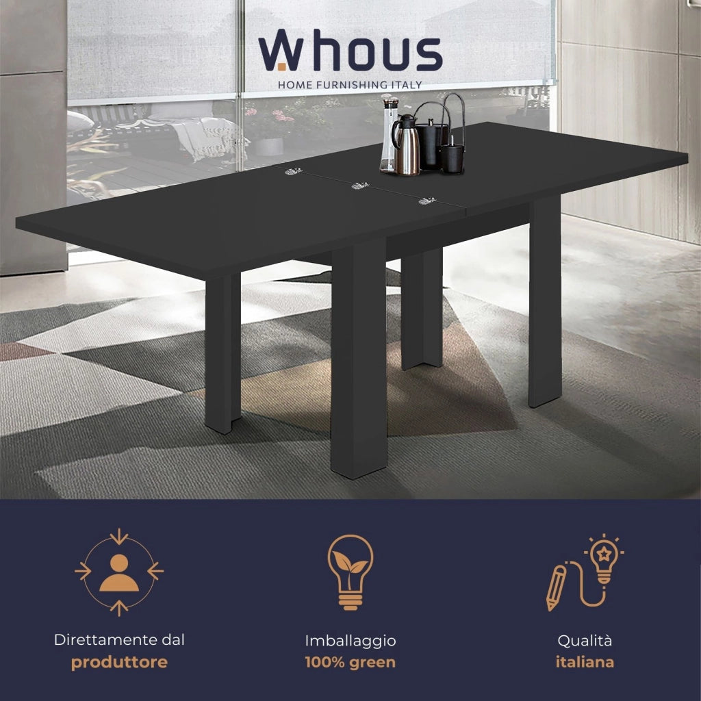 WHOUS Tavolo allungabile Jesi ideale per 6-8 persone colore antracite opaco 90/180x90x75 cm