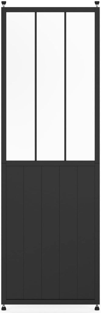 Divisorio da Studio Rimovibile 250 x 80 cm con Effetto Metallo Nero e Vetro temperato