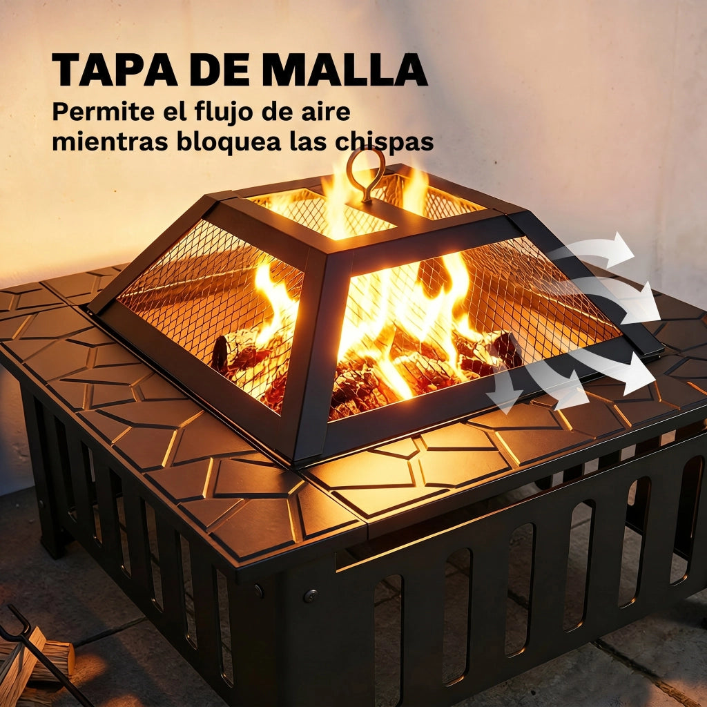 Brasero da Esterno in Acciaio 67x67x47 cm ¨C Minimal ¨C Grigio