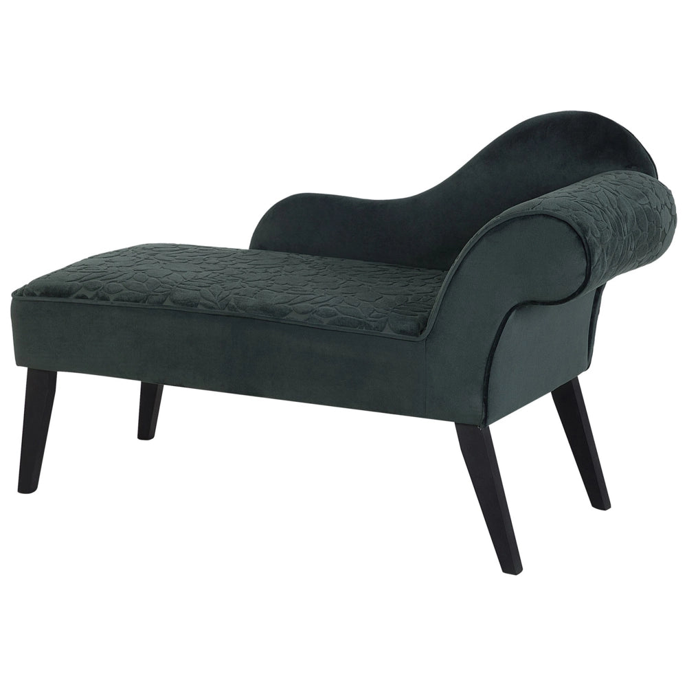 Chaise longue Verde Rivestimento in Velluto Gambe in Legno Scuro versione destra Retro