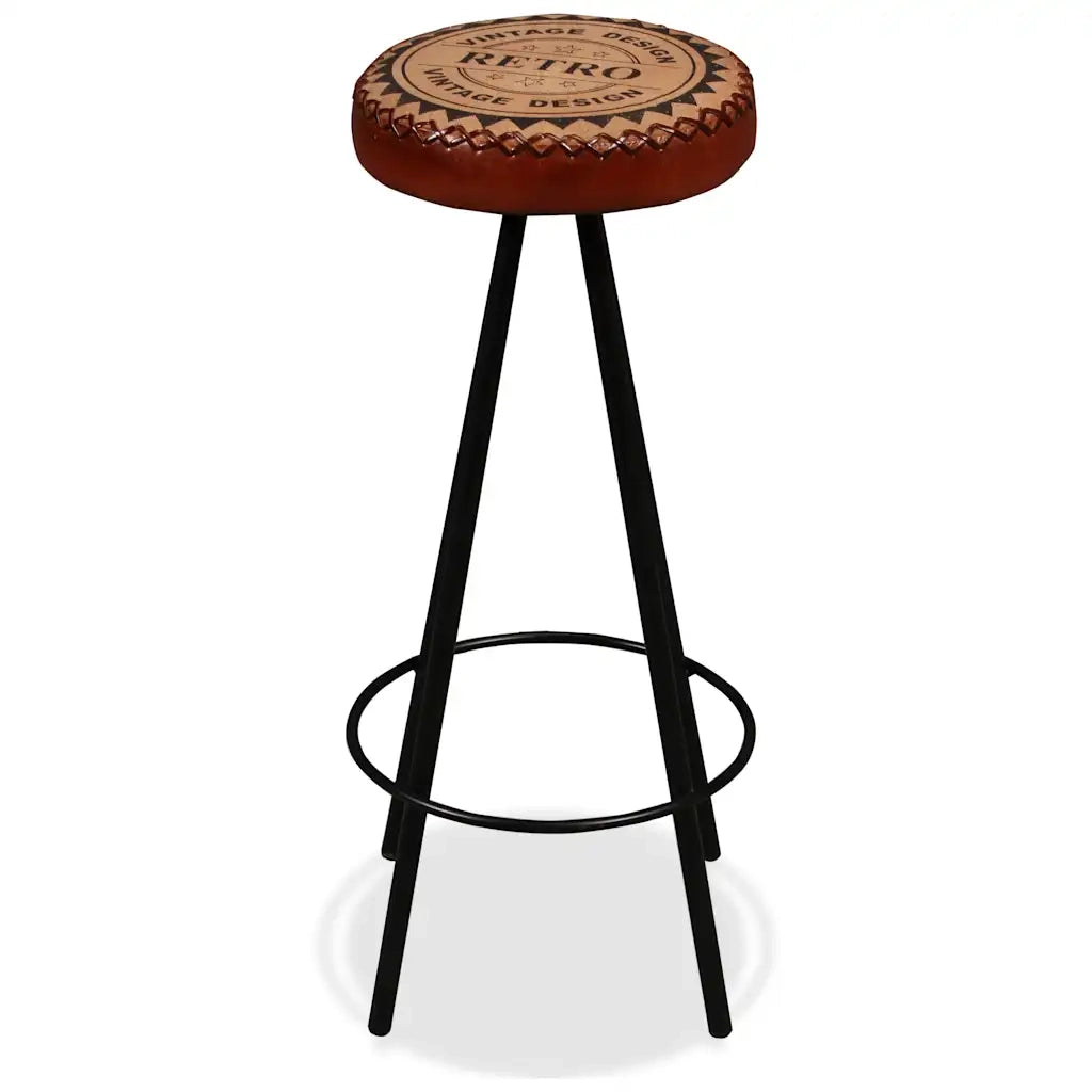 Set da Bar 5 pz Legno Massello di Recupero Vera Pelle e Tessuto 275144