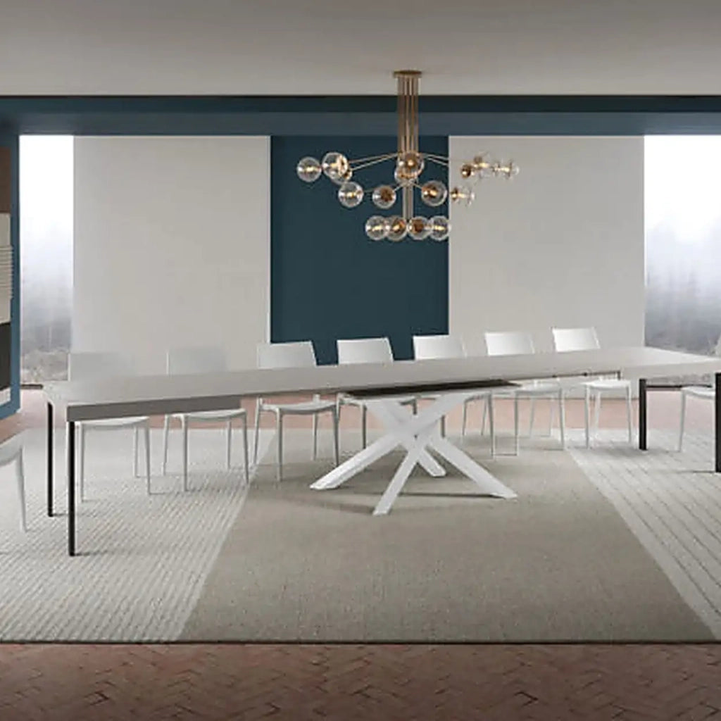 Tavolo allungabile 200/460x90 cm Volantis cashmere gambe bianche