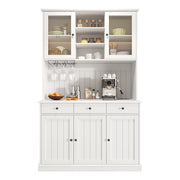 Credenza Xylo 120x40x191cm - Vetri, USB, Poign??es Bianche/Nere