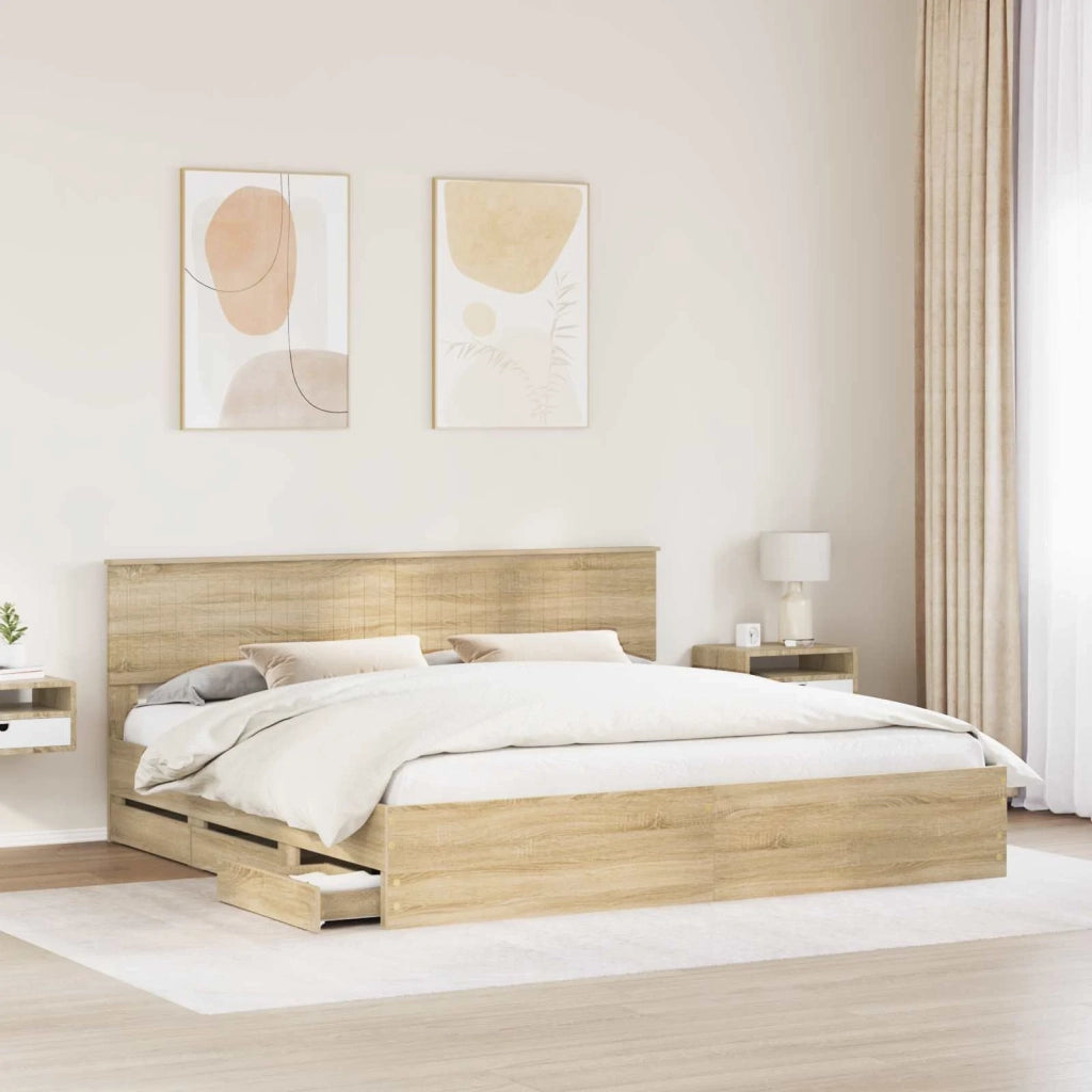 Struttura del letto con cassetto Rovere Sonoma 200 x 200 cm