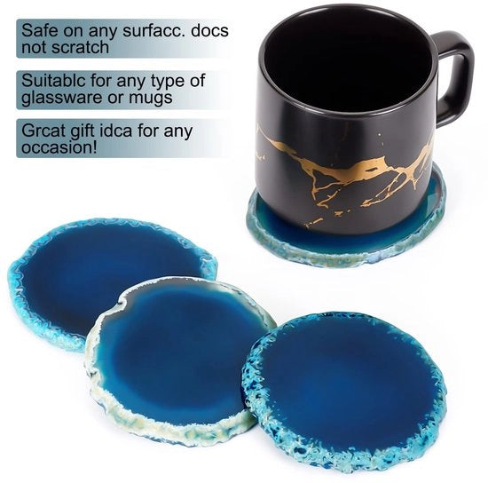 Onderzetters 4 Stuks - Geverfde Gesneden Agaat - Onderzetters Unici - Onderzetters per Tazza e Bicchiere - Dimensioni 60-74 mm