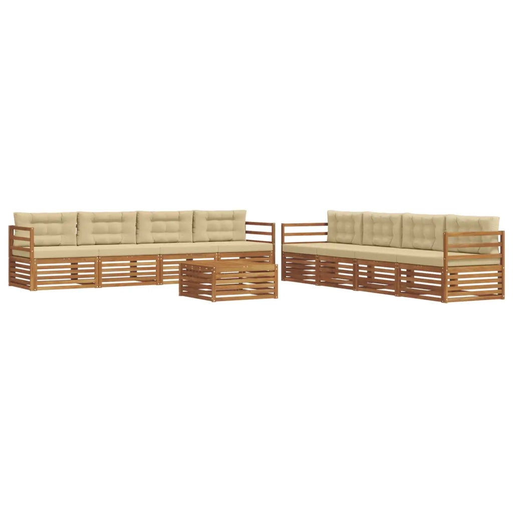 Set di divani da esterno con cuscino 9 pcs Naturale e Beige