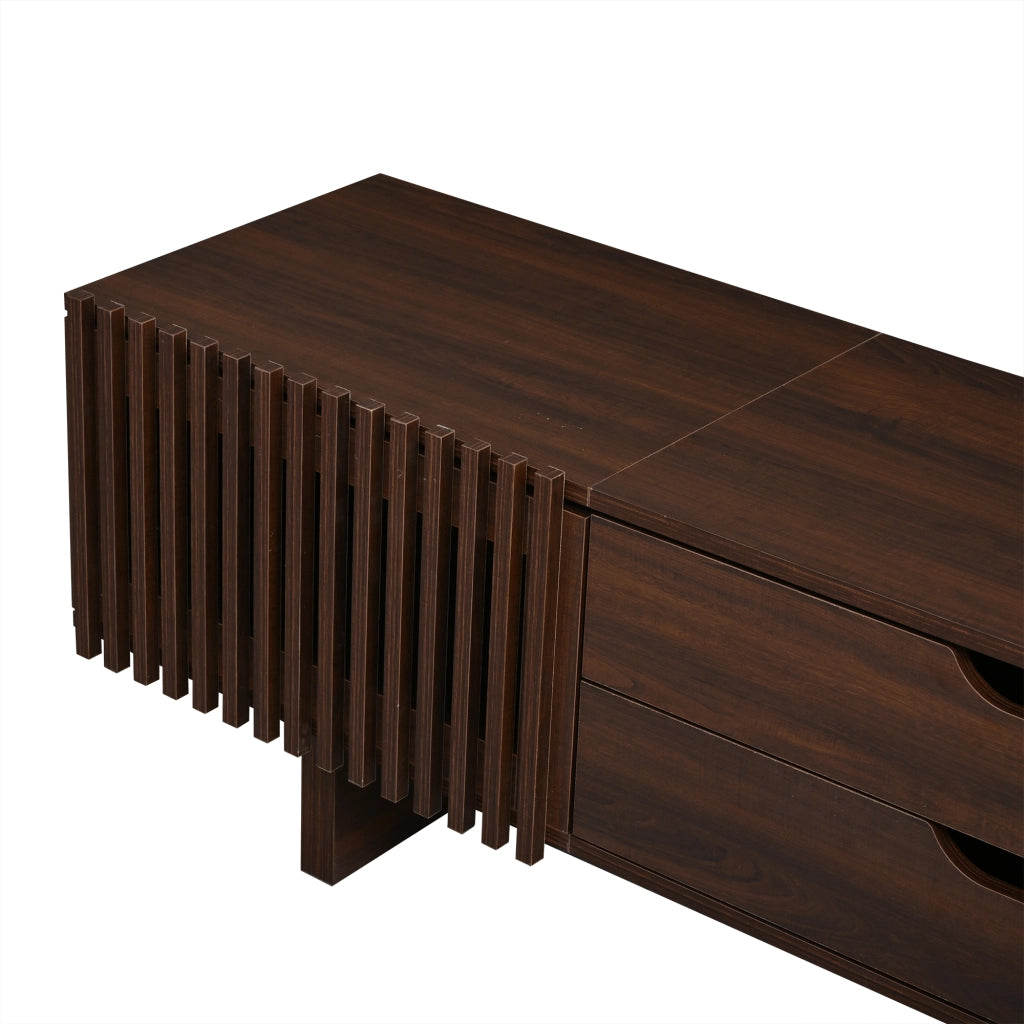 Mobile TV 180x40x45 cm con 2 cassetti e ante a lamelle in MDF