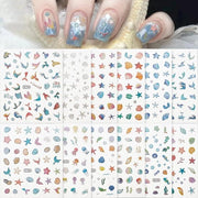 Accessori per manicure - 12 stampe per unghie estive con motivi marini e sirene - Accessori per manicure femminili