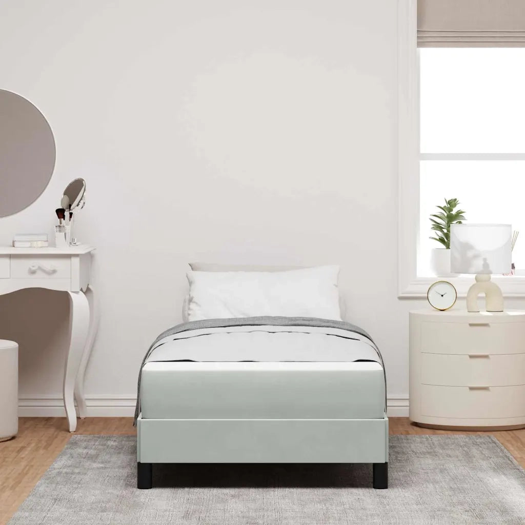 Letto a molle con materasso Grigio chiaro 80 x 220 cm Tessuto