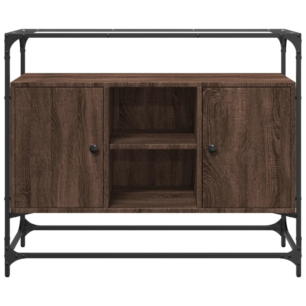 Credenza Piano Vetro Rovere Marrone 98x35x81 Legno Multistrato 846073