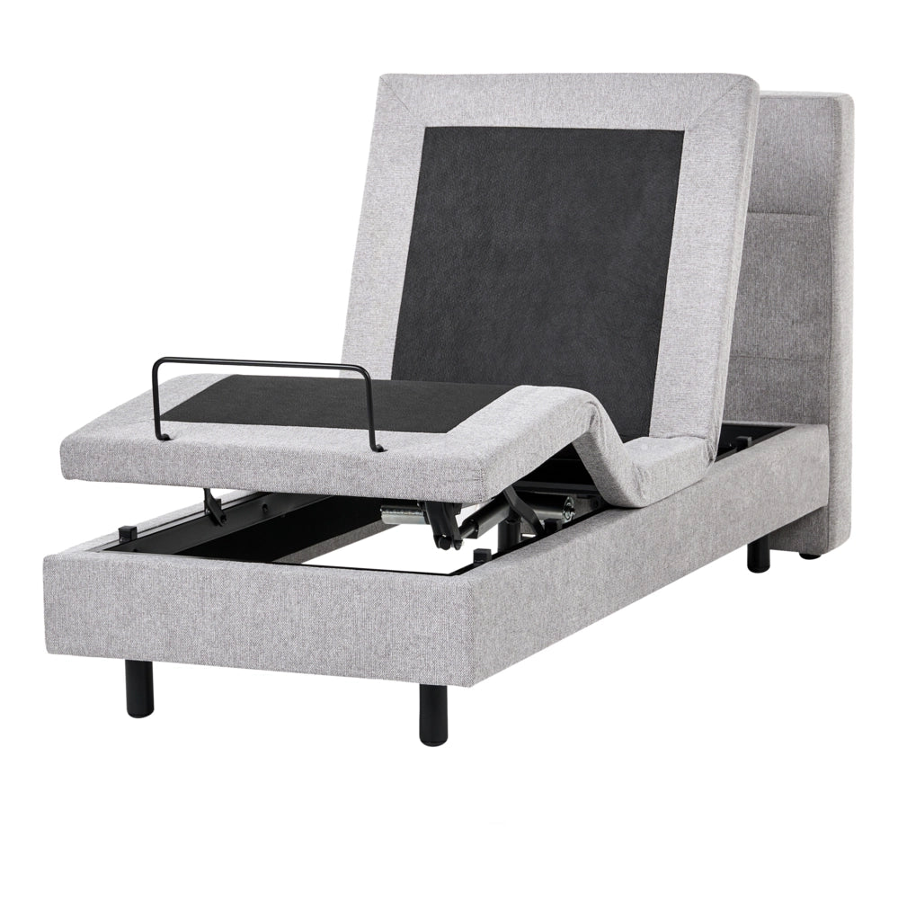 Letto singolo Tessuto grigio chiaro Elettrico 80 x 200 cm regolabile tramite telecomando Rivestimento in ciniglia