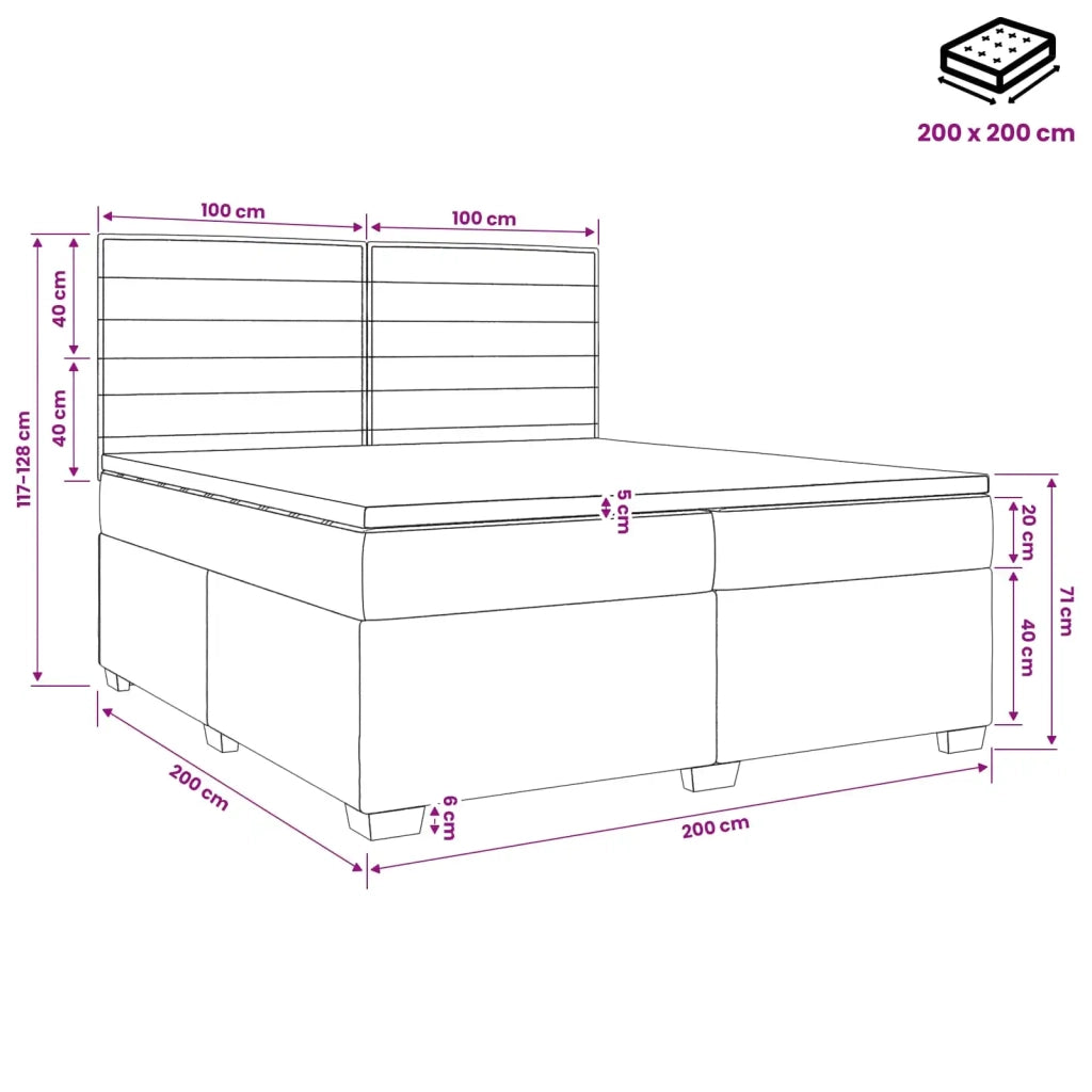 Letto box spring con materasso Crema 200 x 200 cm Tessuto 3453484