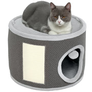 Casetta per Gatti a 2 Piani con Sisal ¨C zephmum ¨C Grigio Scuro 40x30 cm