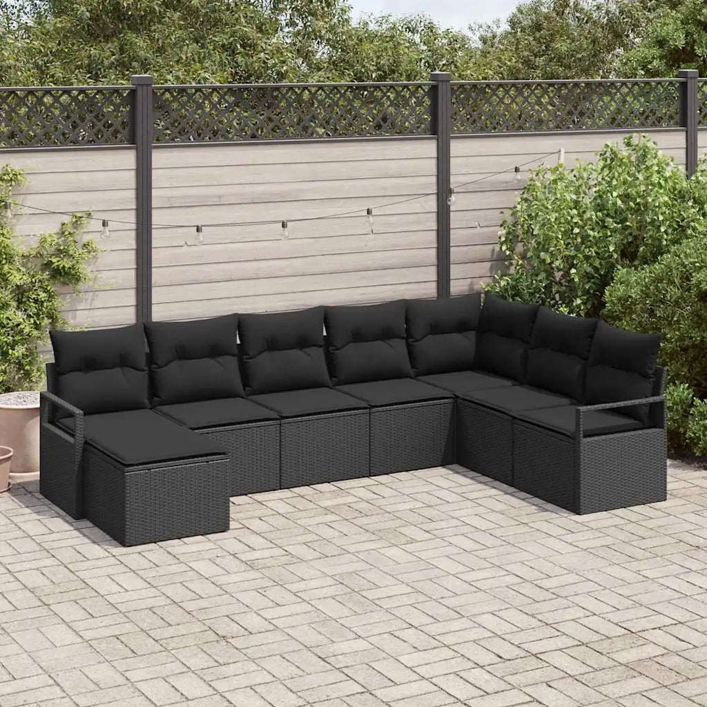 Set di divani con cuscino 8 pcs Nero polyrattan 3355172