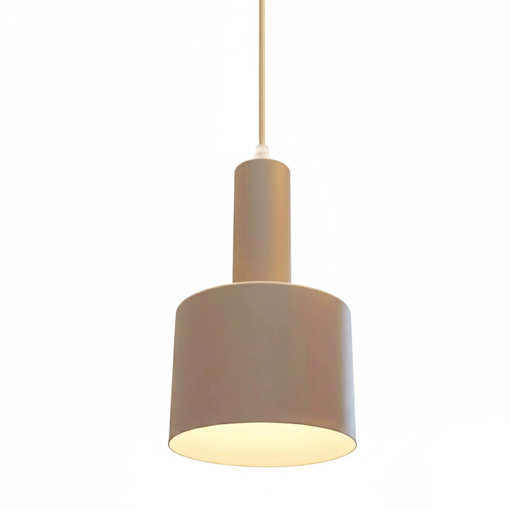Lampadario moderno a sospensione 1x E27 60W pendente in alluminio tortora altezza regolabile luce tavolo cucina bar ristorante