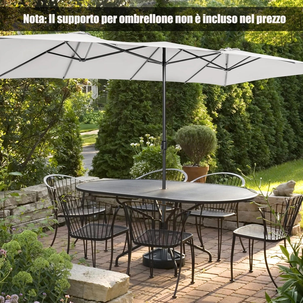 Ombrellone da Giardino Doppio 426 cm, con Manovella e 10 Stecche, Ombrellone Rettangolare Pieghevole, per Giardino Piscina Terrazza, 426 x 265 x 260 cm (Beige)
