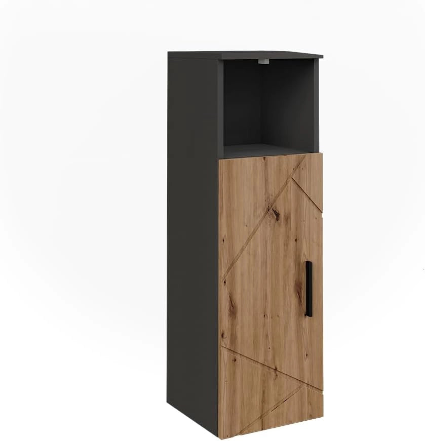 Mobiletto midi Irma, Antracite/Artisan, 30 x 93 cm con 1 porta