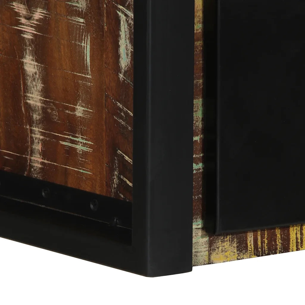 Comodino | Armadio da Notte | Mobiletto da notte Multicolore 40x35x25 cm in Legno Massello Recupero