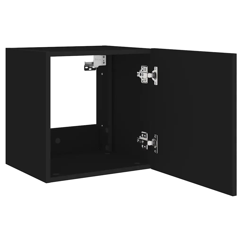 Mobili TV a Parete con Luci LED 2pz Neri 40,5x35x40 cm 837249