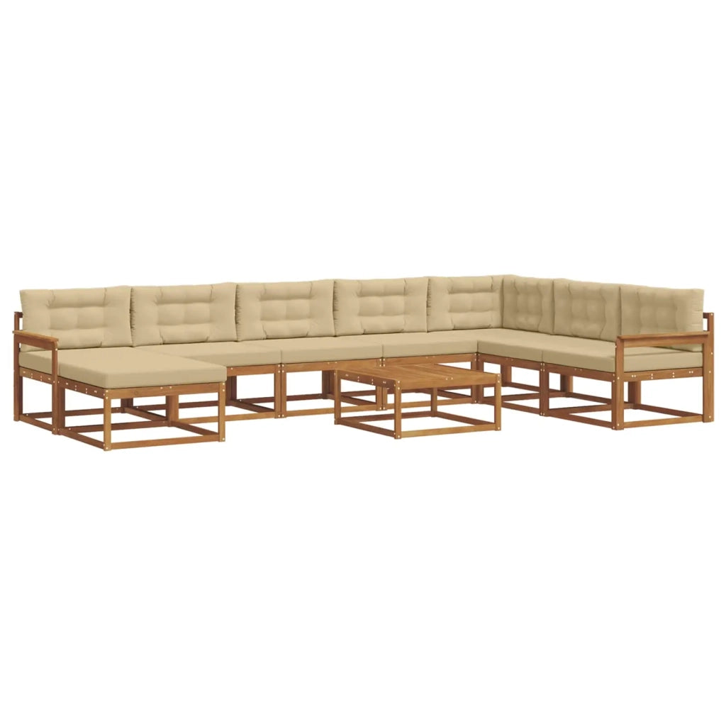 Set di divani da esterno con cuscino 9 pcs Naturale e Beige