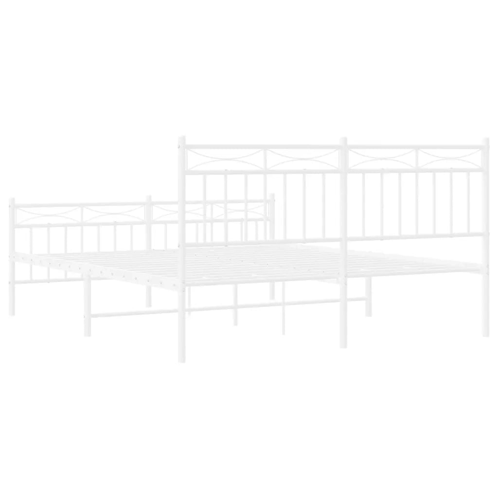 Giroletto con Testiera e Pediera Metallo Bianco 150x200 cm 373760